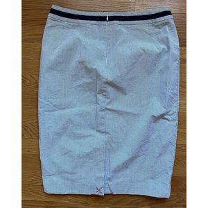 Boden cotton pencil skirt in seersucker blue stripe 10L, NWOT
